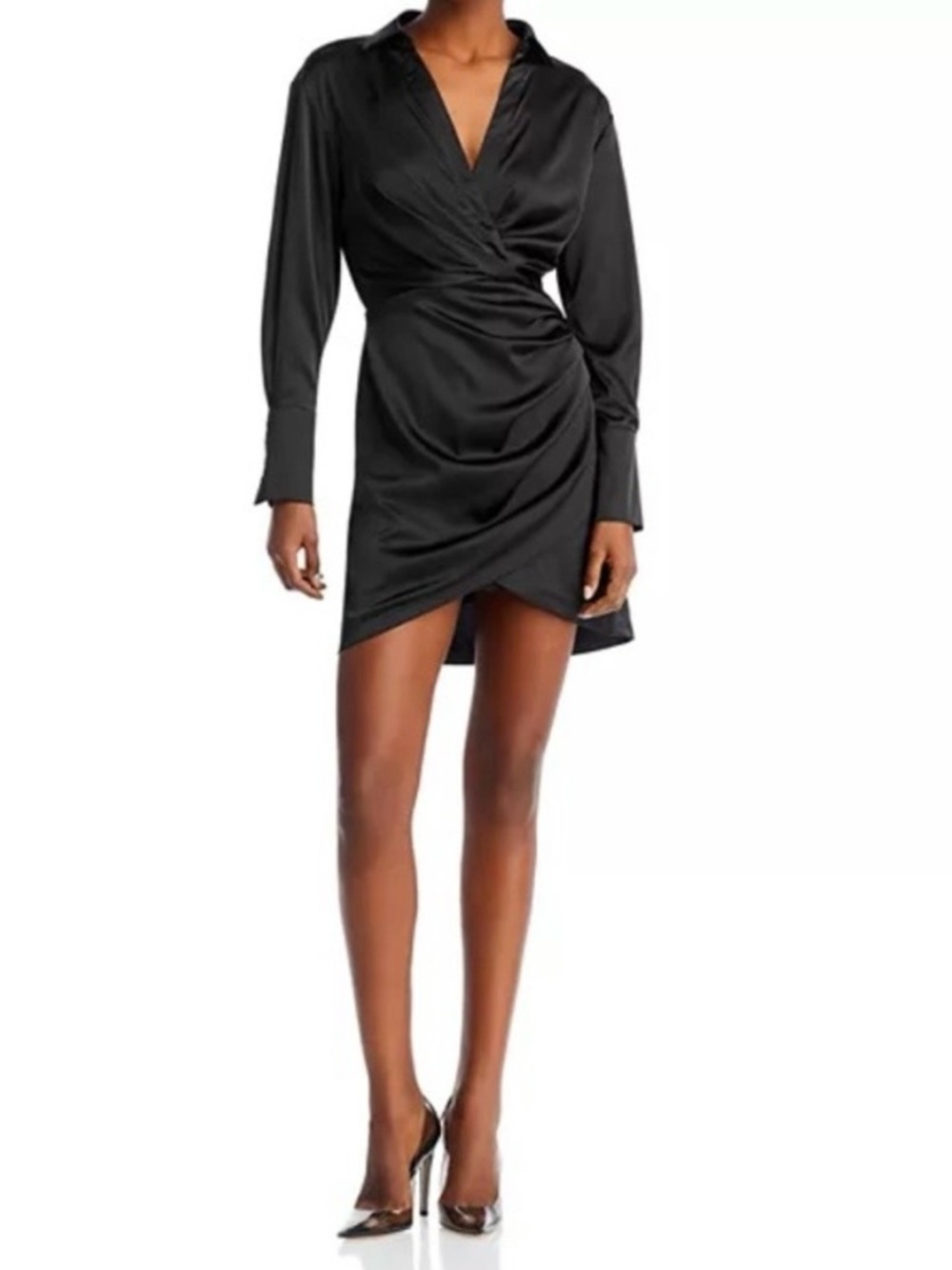 Lucy Paris Black Long Sleeve Twisted Front Dress